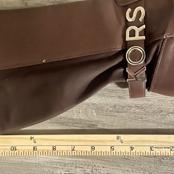 Michael Michael Kors “Emma Manon” Brown Riding Boots – Gold KORS Logo, Women’s 4 - Picture 5 of 10